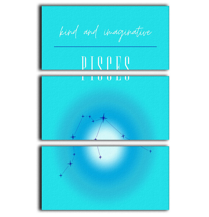 Pisces Zodiac Dream Art 3 Split Panel Canvas Print featuring vibrant colors and intricate designs, perfect for home decor.