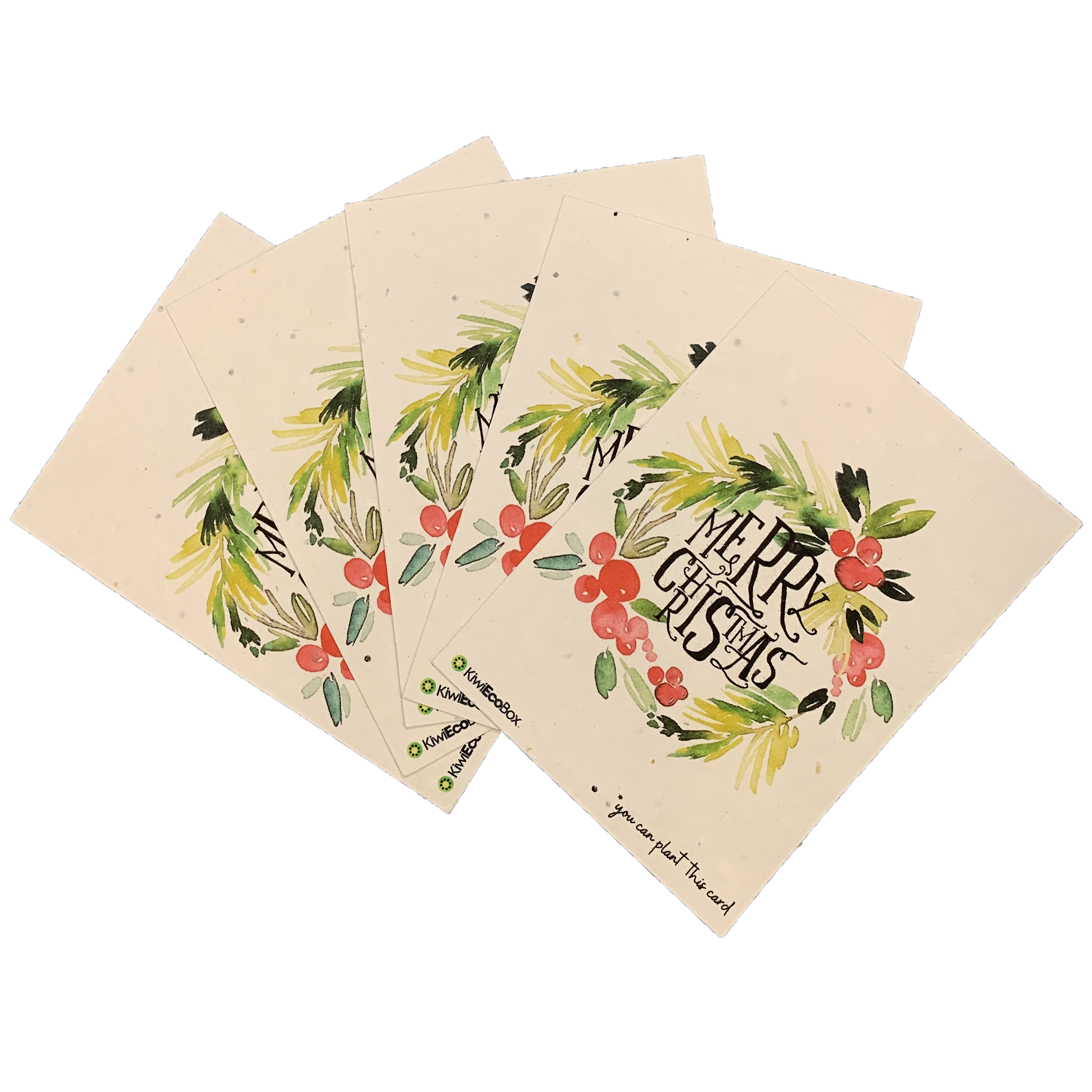 Set of 5 plantable seed paper greeting cards with wildflower seeds embedded, showcasing eco-friendly design and handmade quality.
