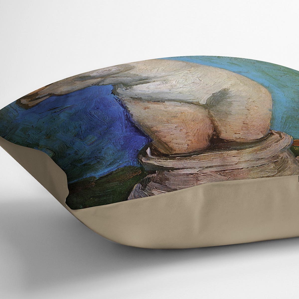 Plaster Statuette of a Female Torso 2 by Van Gogh Cushion featuring vibrant abstract designs on luxurious vegan faux suede.
