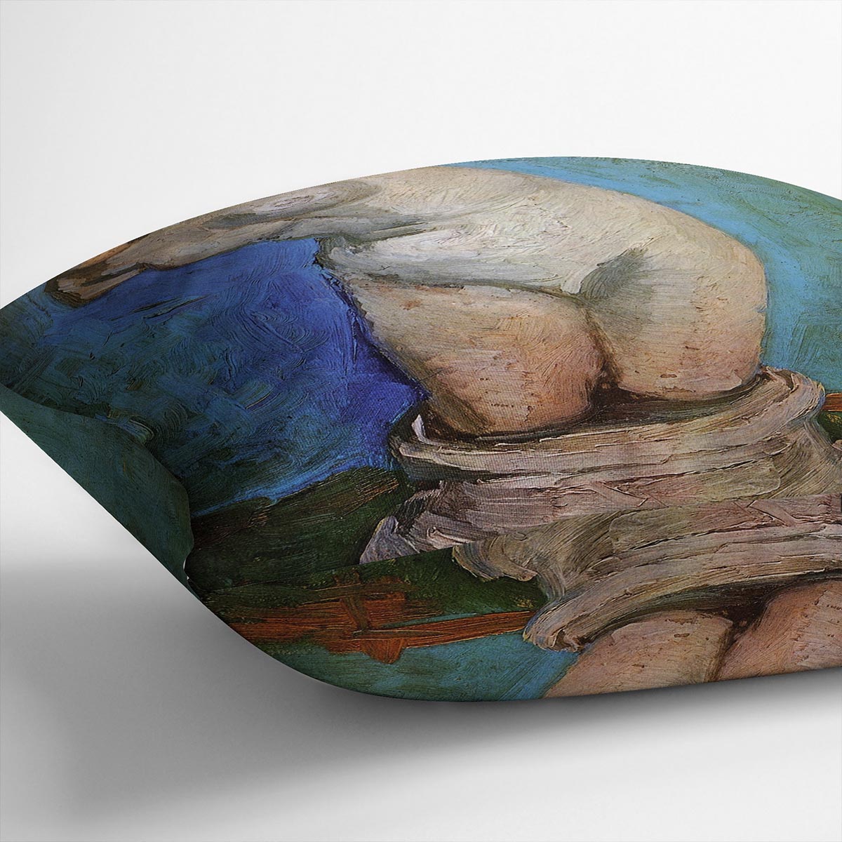 Plaster Statuette of a Female Torso 2 by Van Gogh Cushion featuring vibrant abstract designs on luxurious vegan faux suede.