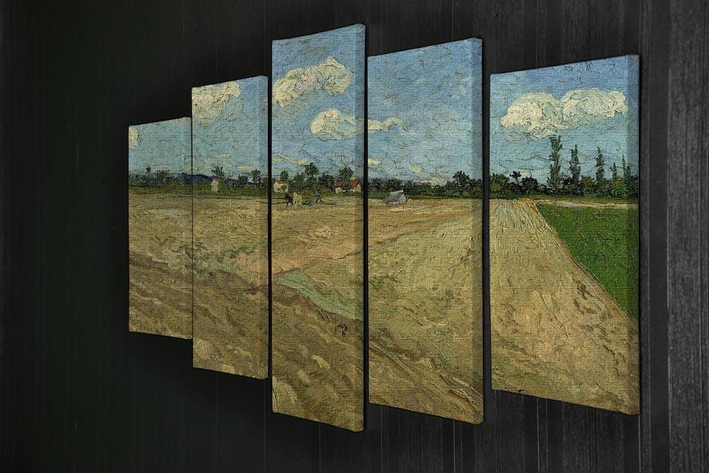 A 5-split panel canvas artwork featuring Van Gogh's Ploughed Fields, showcasing vibrant colors and dynamic landscape elements.