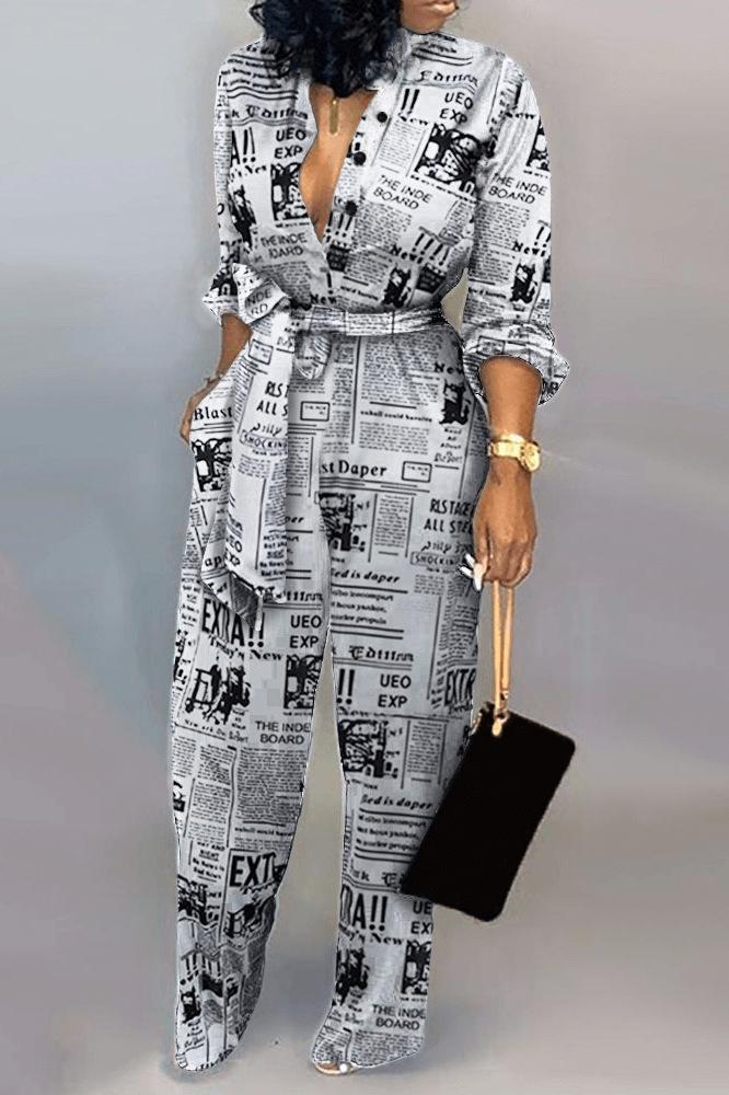 Plus Size Women Long Sleeve Cotton Jumpsuit featuring leopard print and wide leg pants, perfect for casual outings.