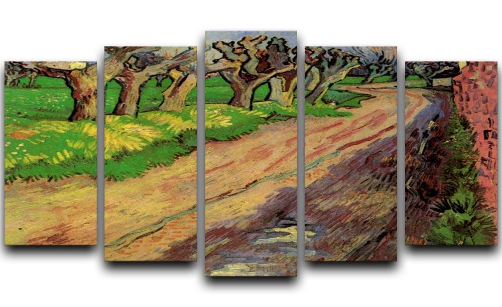 5-split canvas artwork featuring Van Gogh's Pollard Willows, showcasing vibrant colors and dynamic design across five panels.