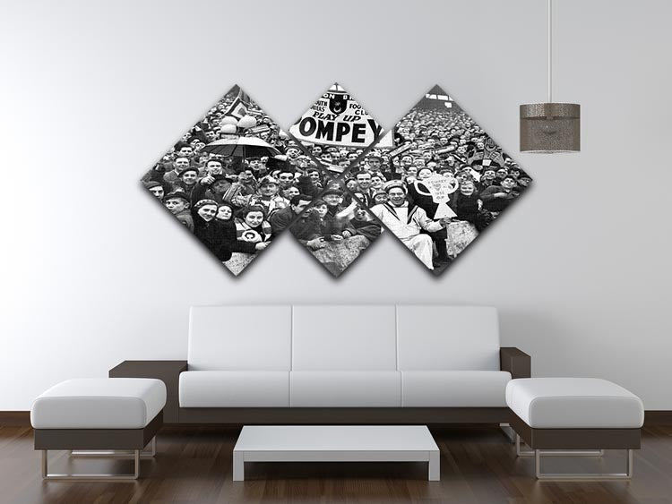 Pompey Supporters 1956 4 Square Multi Panel Canvas featuring vibrant artwork celebrating Portsmouth Football Club.