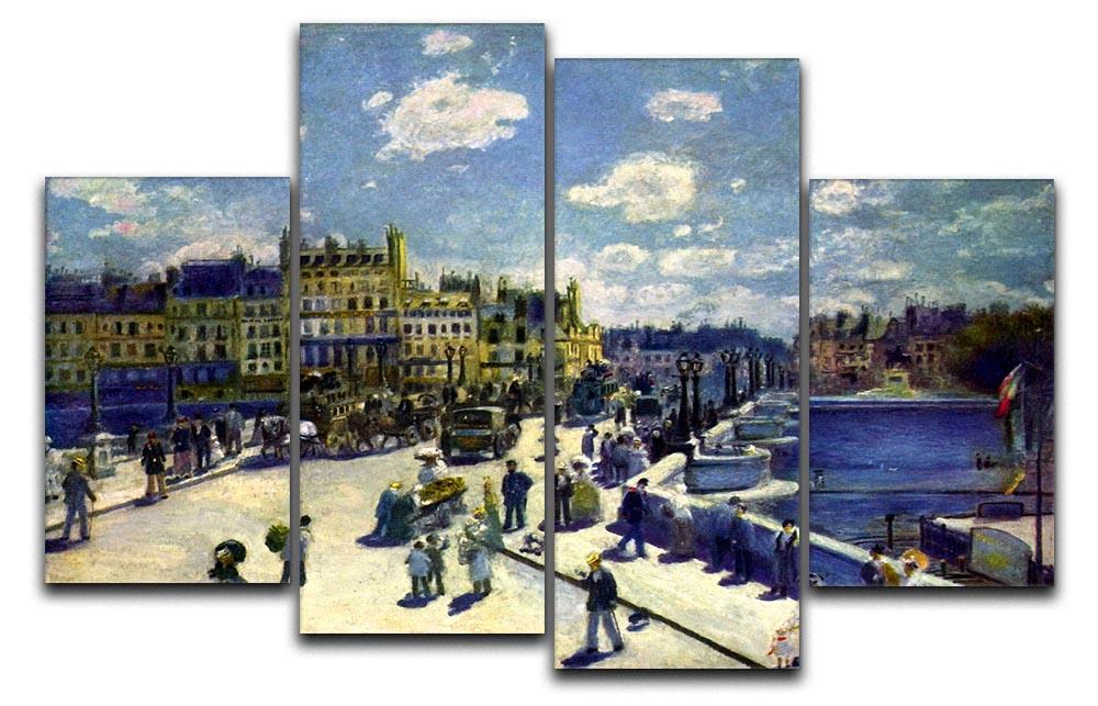 A stunning 4-split canvas artwork featuring Renoir's Pont Neuf, showcasing vibrant colors and intricate details across four panels.