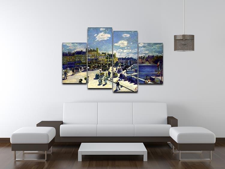 A stunning 4-split canvas artwork featuring Renoir's Pont Neuf, showcasing vibrant colors and intricate details across four panels.