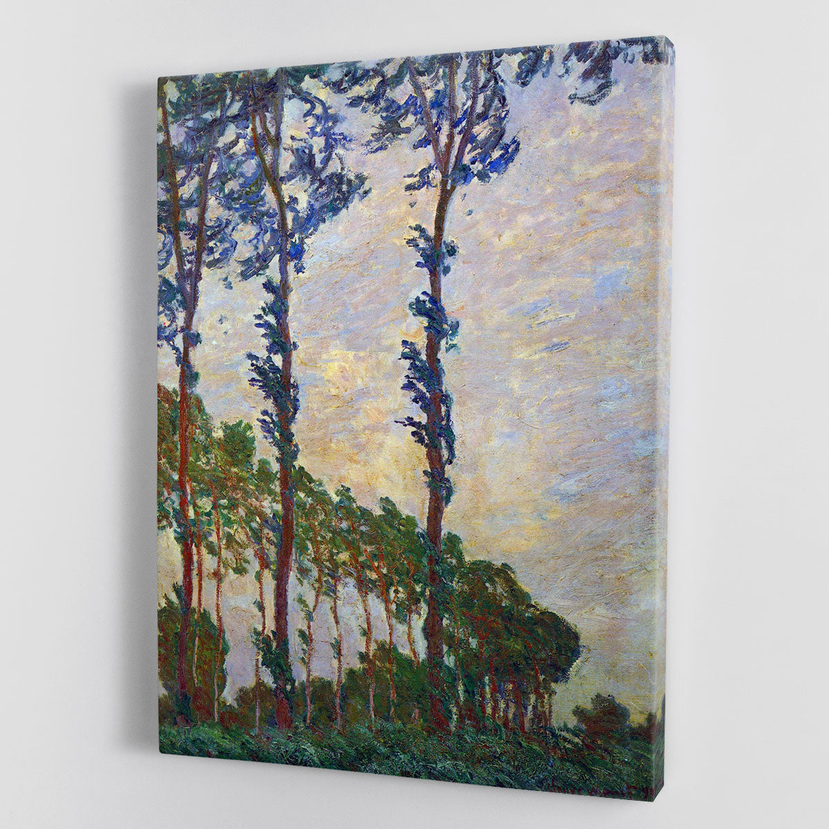 A beautiful canvas print of Monet's Poplar series wind, showcasing vibrant colors and intricate details of nature.