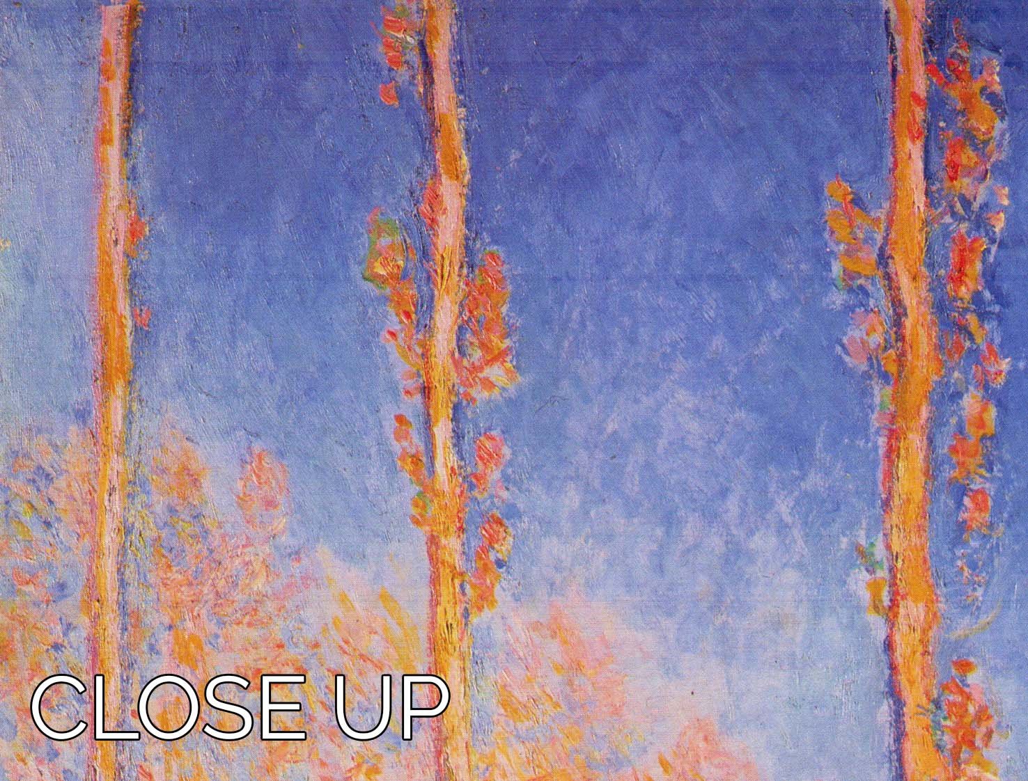 Three-panel canvas print of Monet's Poplars at Philadelphia, showcasing vibrant colors and intricate details.