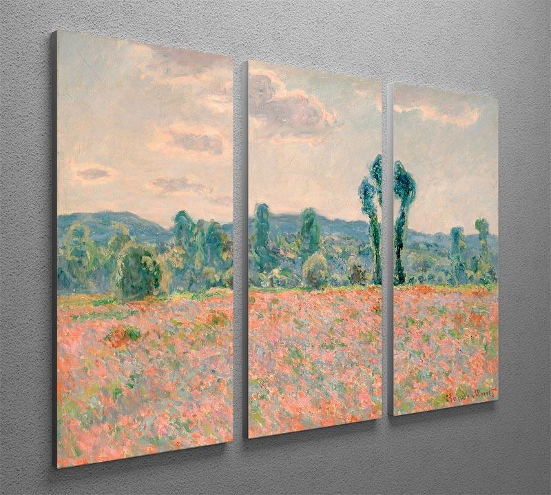 Three-panel canvas print of Monet's Poppy Field, showcasing vibrant colors and intricate details.