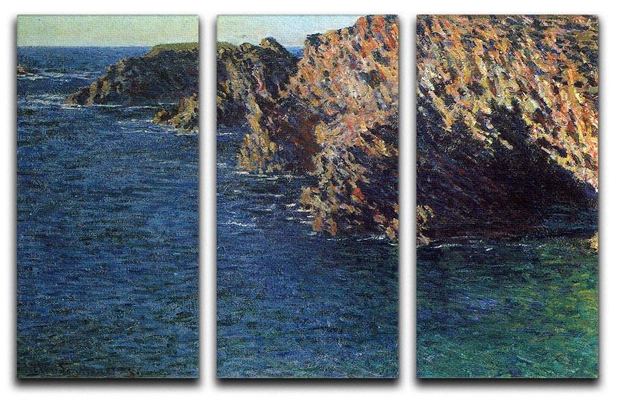 Port Domois by Monet split panel canvas print featuring three elegant panels showcasing a beautiful landscape.