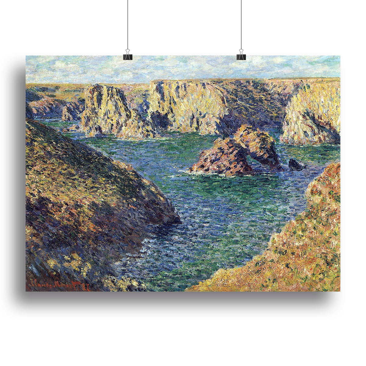 Port Donnant by Monet canvas print featuring a serene coastal scene with vibrant colors and impressionist brush strokes.