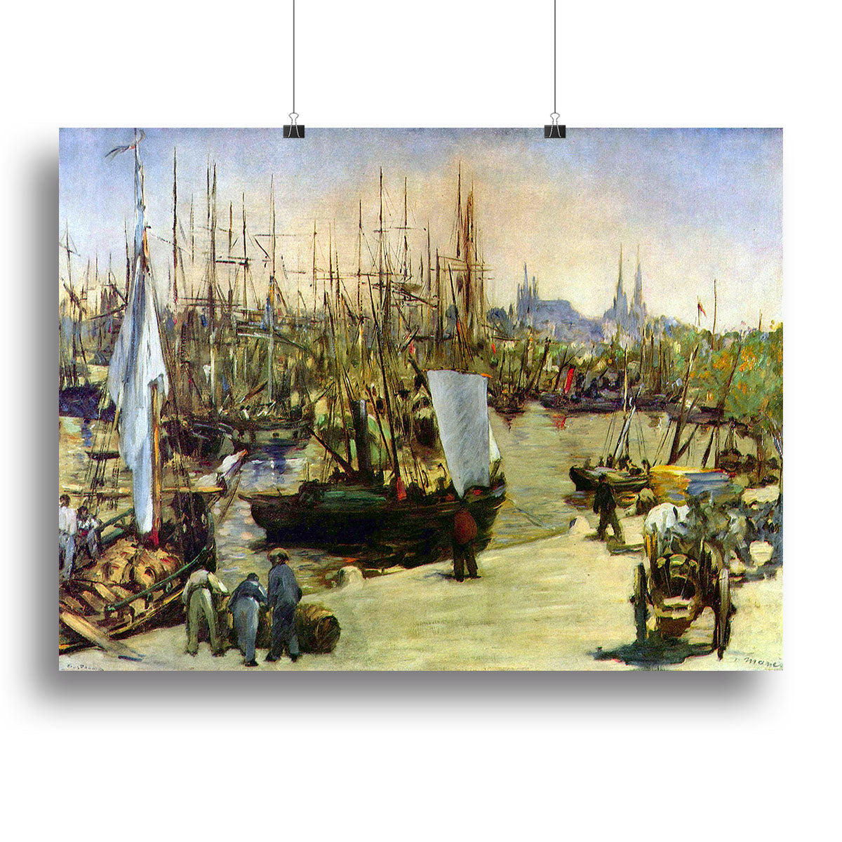 Canvas print of Port of Bordeaux by Manet, showcasing vibrant colors and intricate details of the iconic port scene.