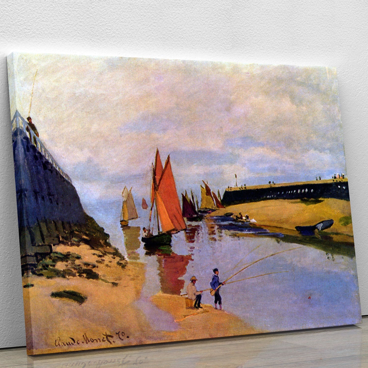 Canvas print of Port of Trouville by Monet, showcasing vibrant colors and serene coastal scenery.