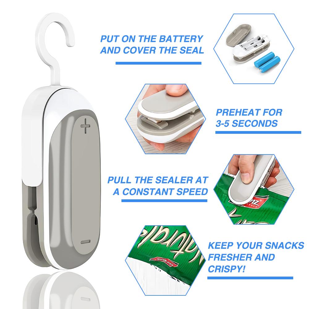 A compact Portable Heat Sealer Mini Sealing Machine designed for sealing plastic food bags, showcasing its sleek design and user-friendly features.