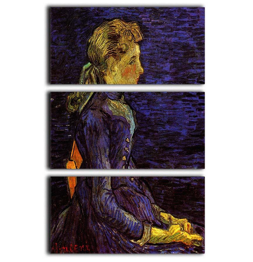 Three-panel canvas print featuring Van Gogh's Portrait of Adeline Ravoux, showcasing vibrant colors and intricate details.