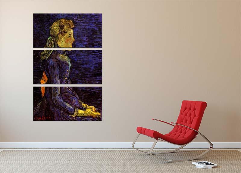 Three-panel canvas print featuring Van Gogh's Portrait of Adeline Ravoux, showcasing vibrant colors and intricate details.
