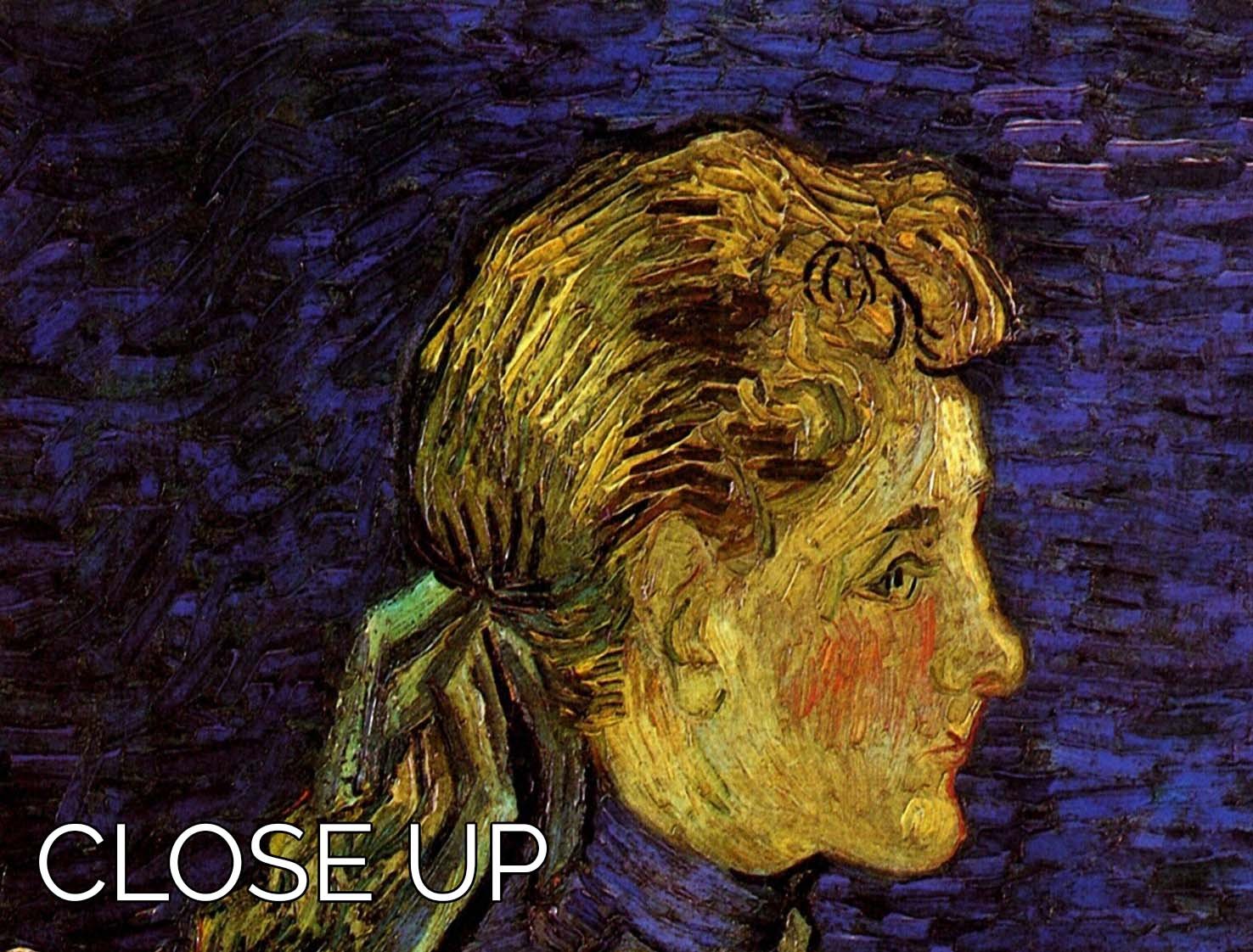 Three-panel canvas print featuring Van Gogh's Portrait of Adeline Ravoux, showcasing vibrant colors and intricate details.