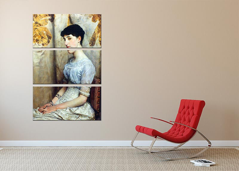 A stunning 3-panel canvas print featuring the Portrait of Alice Lewis by Alma Tadema, showcasing intricate details and vibrant colors.