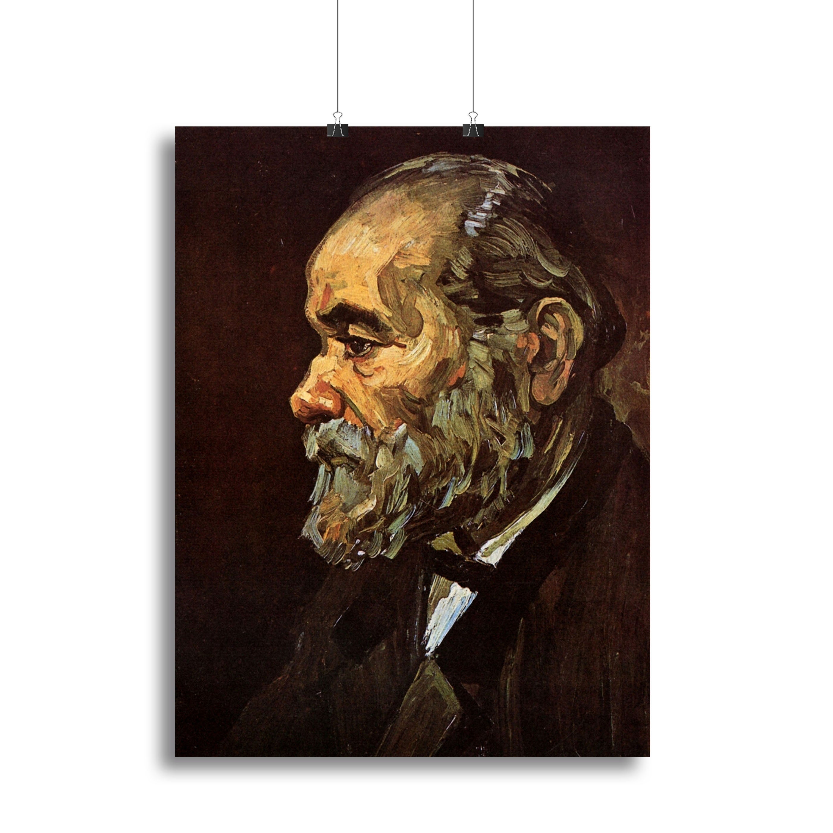 Canvas print of Van Gogh's Portrait of an Old Man with Beard, showcasing rich colors and detailed brushwork.