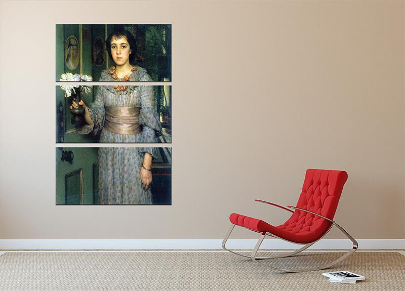 A stunning 3-panel canvas print featuring the Portrait of Anna Alma Tadema by Alma Tadema, showcasing intricate details and vibrant colors.