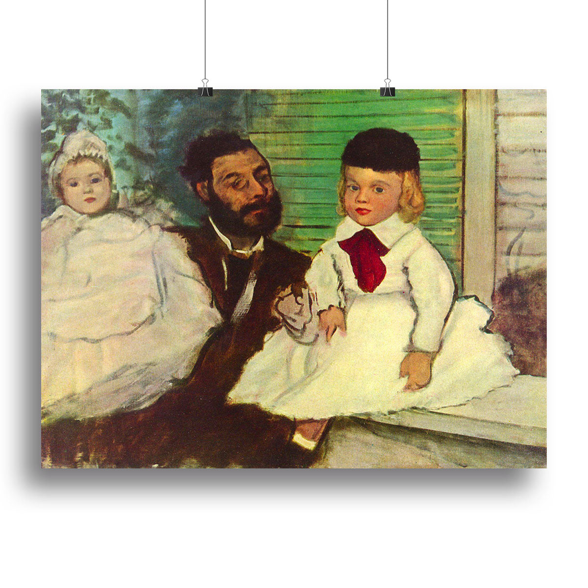 Canvas print of Degas' Portrait of Count Lepic and his daughters, showcasing vibrant colors and intricate details.