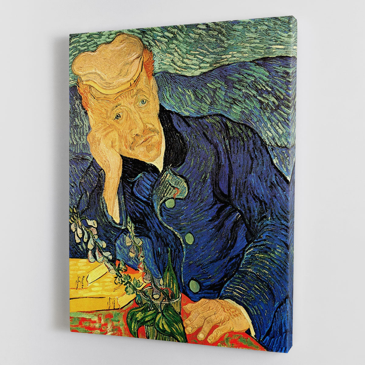 Canvas print of Van Gogh's Portrait of Doctor Gachet 2, showcasing vibrant colors and emotional depth.