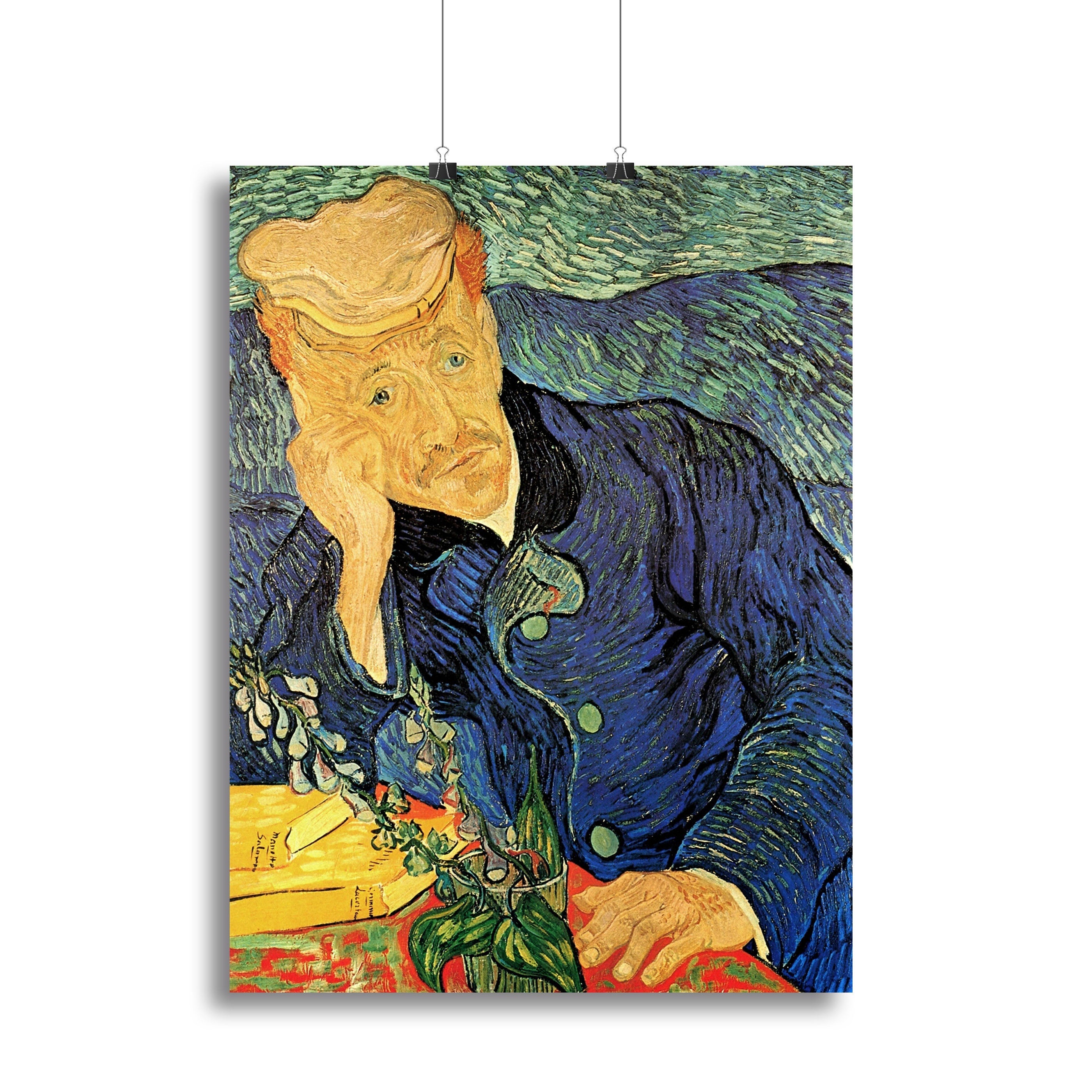 Canvas print of Van Gogh's Portrait of Doctor Gachet 2, showcasing vibrant colors and emotional depth.