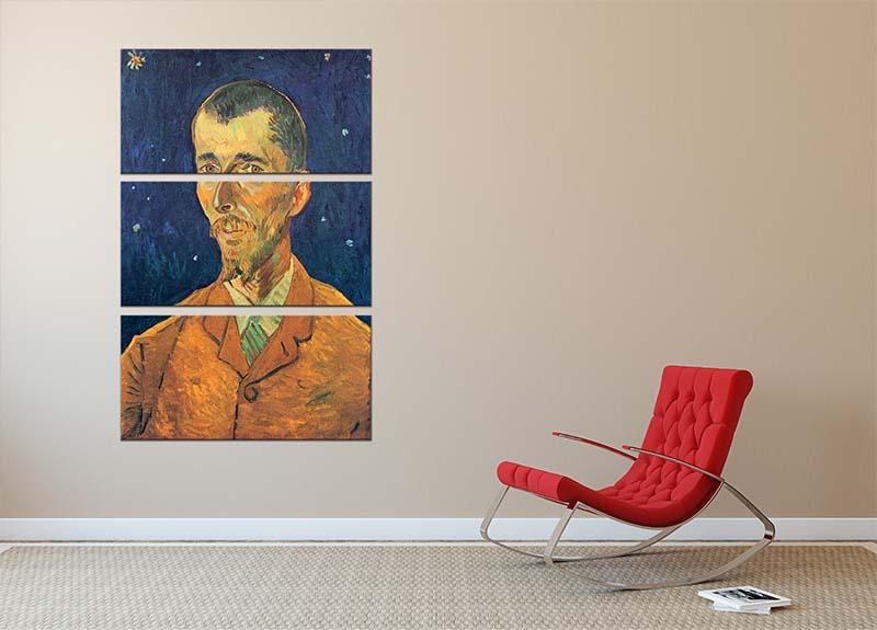 A stunning 3-panel canvas print of Van Gogh's Portrait of Eugene Boch, showcasing vibrant colors and intricate details.