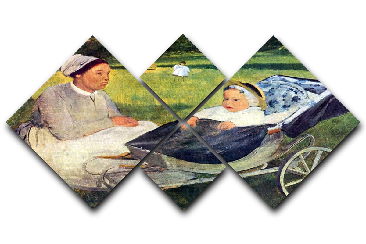 A 4-square multi-panel canvas artwork featuring the Portrait of Henri Valpincon by Degas, showcasing rich colors and intricate details.