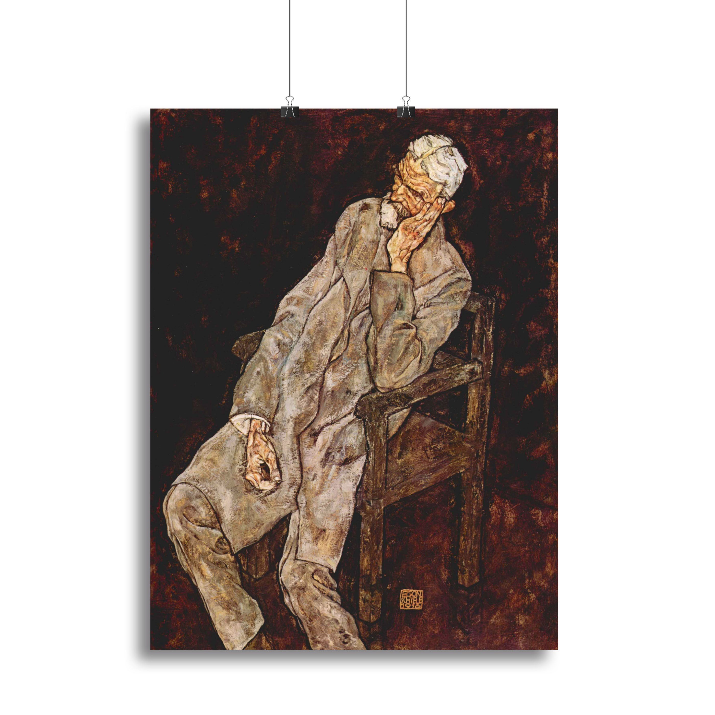 Canvas print of Portrait of Johan Harms by Egon Schiele, showcasing expressive lines and vibrant colors.