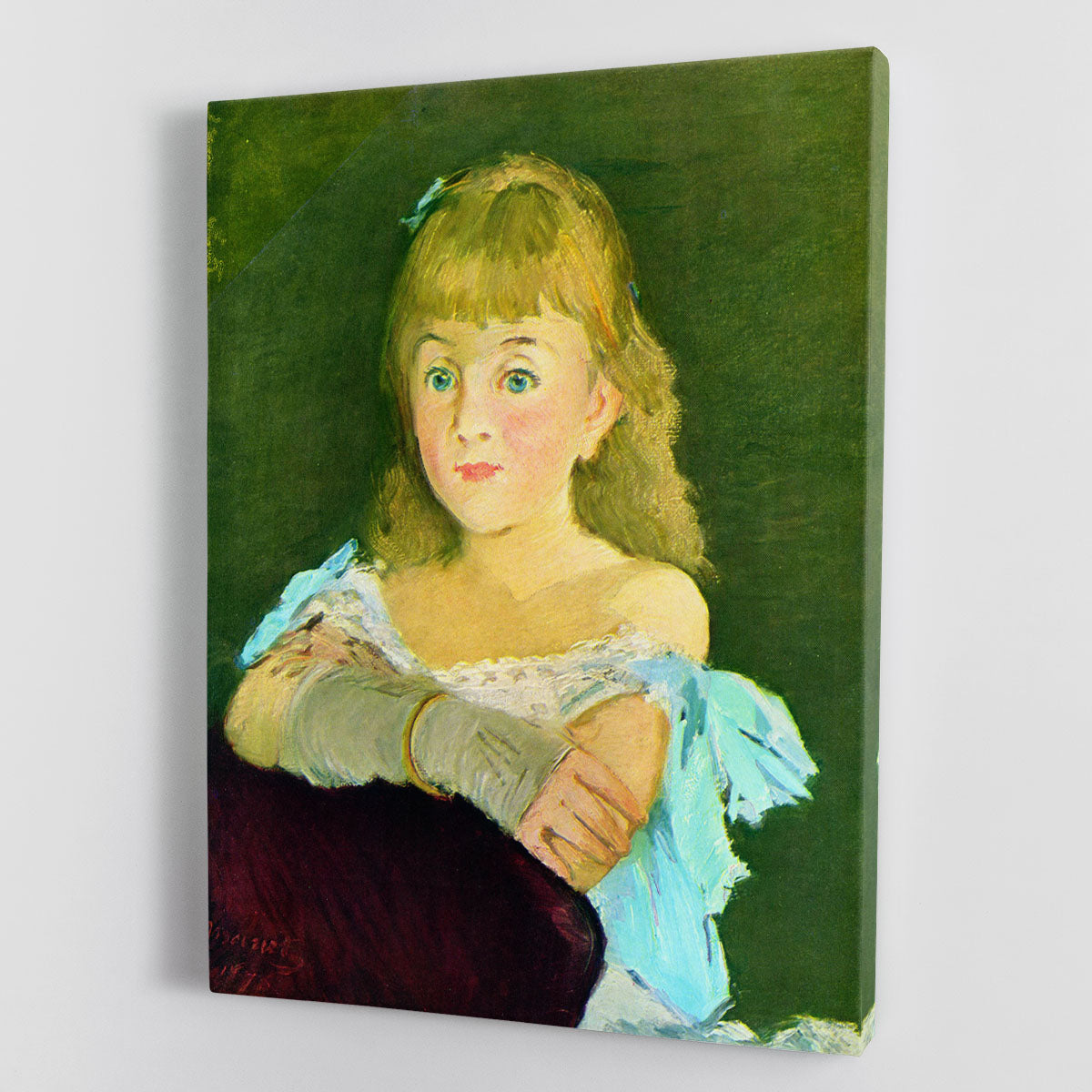 Canvas print of Portrait of Lina Campineanu by Manet, showcasing elegant colors and intricate details.