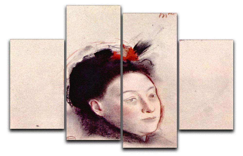 Portrait of Madame Lisle by Degas, a 4-split canvas artwork showcasing elegant details and vibrant colors.
