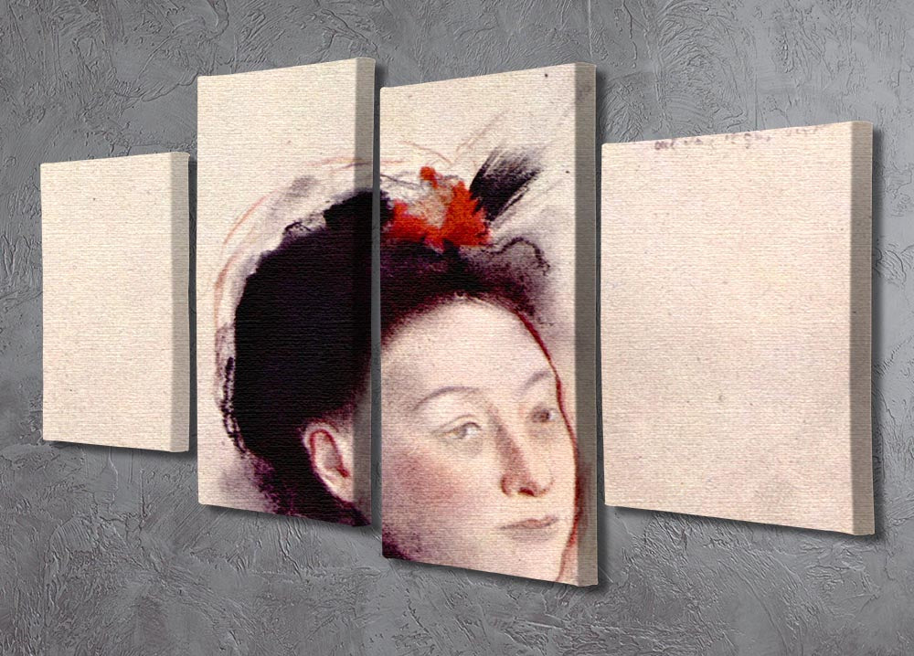 Portrait of Madame Lisle by Degas, a 4-split canvas artwork showcasing elegant details and vibrant colors.