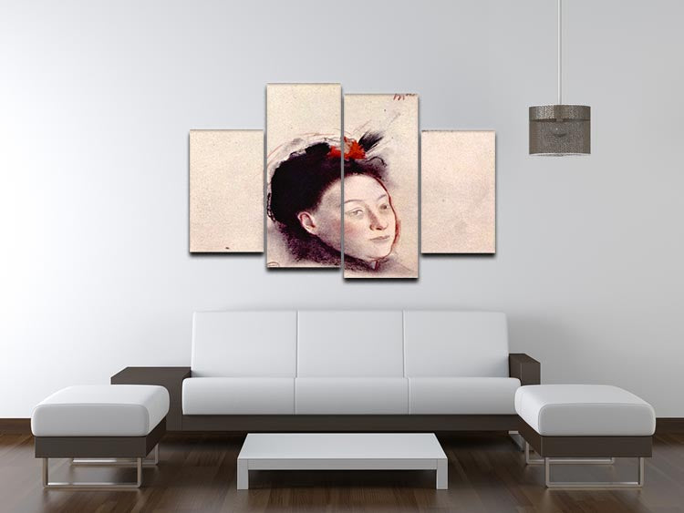 Portrait of Madame Lisle by Degas, a 4-split canvas artwork showcasing elegant details and vibrant colors.