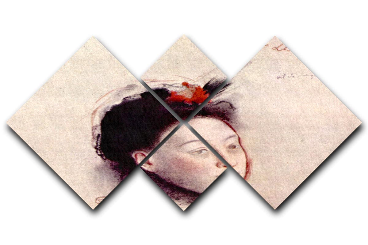 Portrait of Madame Lisle by Degas, a 4-square multi-panel canvas artwork showcasing elegant design and vibrant colors.