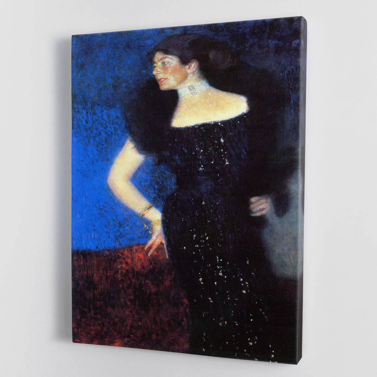 Canvas print of Portrait of Rose von Rosthorn Friedmann by Klimt, showcasing intricate details and vibrant colors.