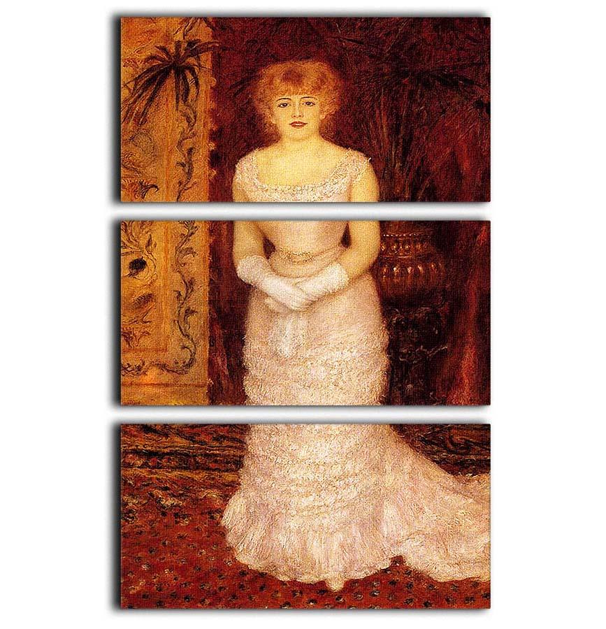 Three-panel canvas art featuring Portrait Of The Actress Jeanne Samary by Renoir, showcasing vibrant colors and elegant design.