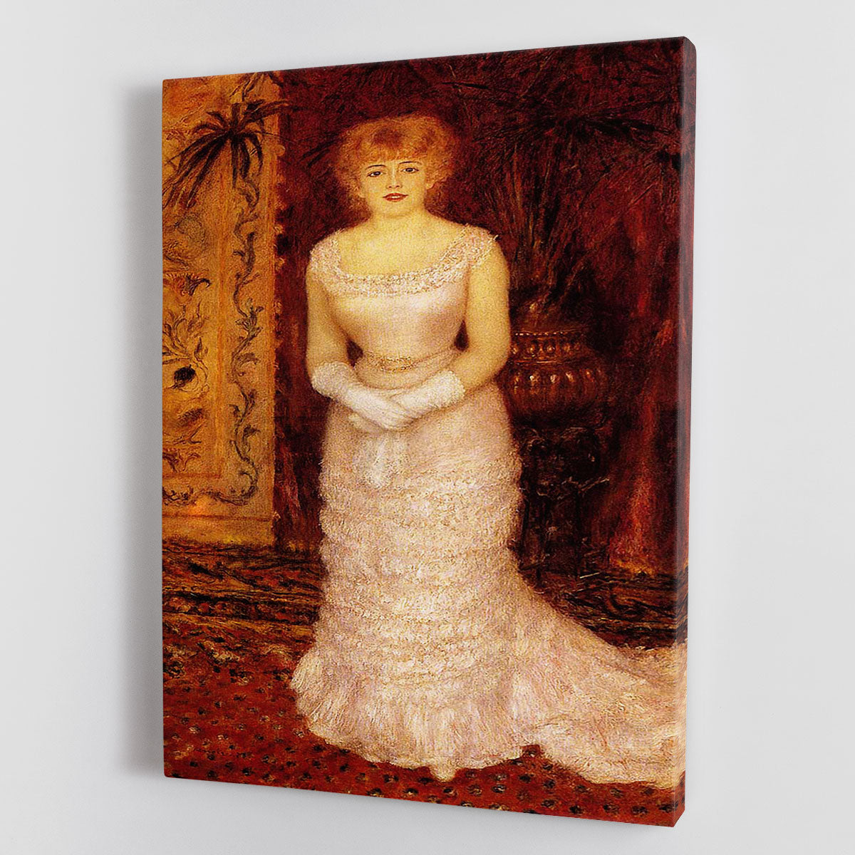 Canvas print of Portrait Of The Actress Jeanne Samary by Renoir, showcasing vibrant colors and intricate details of the artwork.