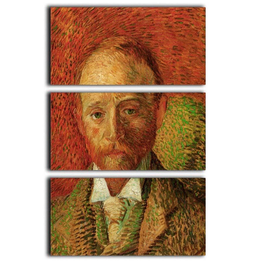 Three-panel canvas art featuring Van Gogh's Portrait of the Art Dealer Alexander Reid, showcasing vibrant colors and intricate details.