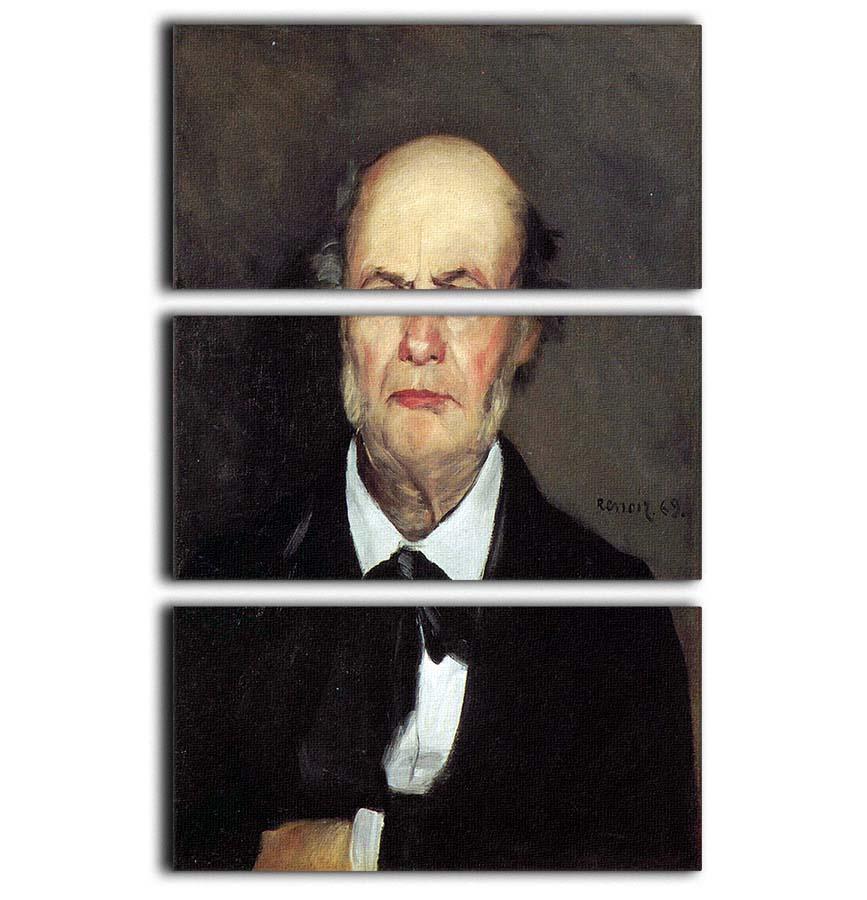 Three-panel canvas art featuring the Portrait of the Artist's Father by Renoir, showcasing vibrant colors and intricate details.