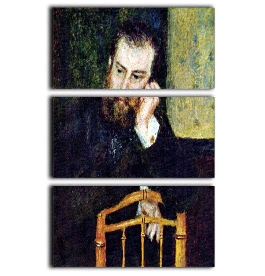 Three-panel canvas art featuring Alfred Sisley's portrait by Renoir, showcasing vibrant colors and intricate details.