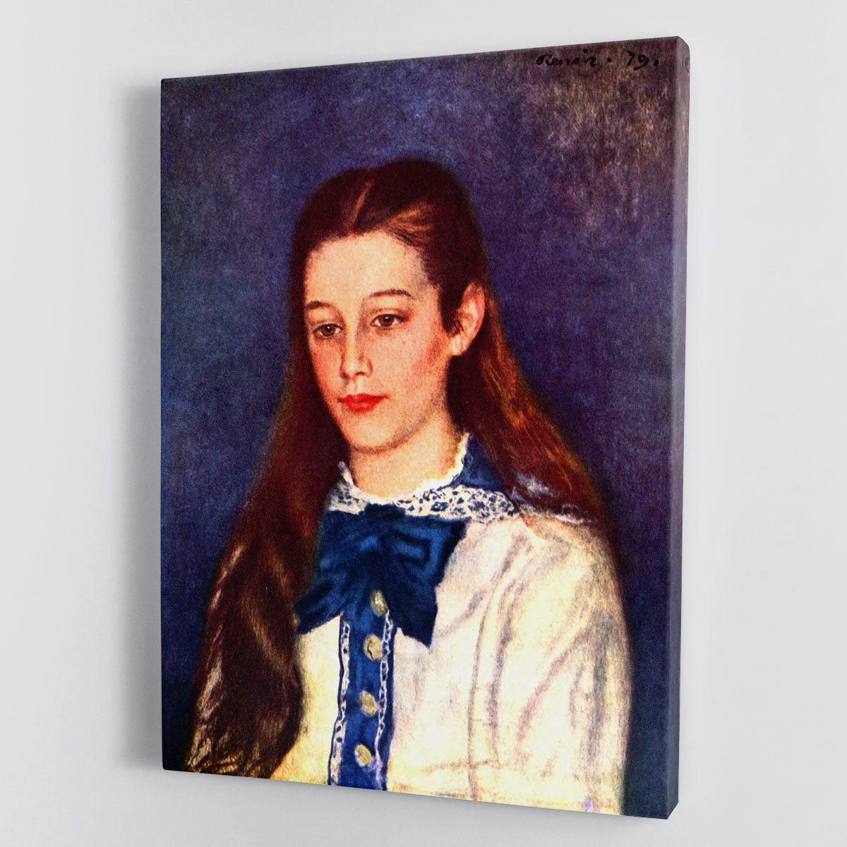 Canvas print of Portrait of Therese Berard by Renoir, showcasing soft colors and delicate features.
