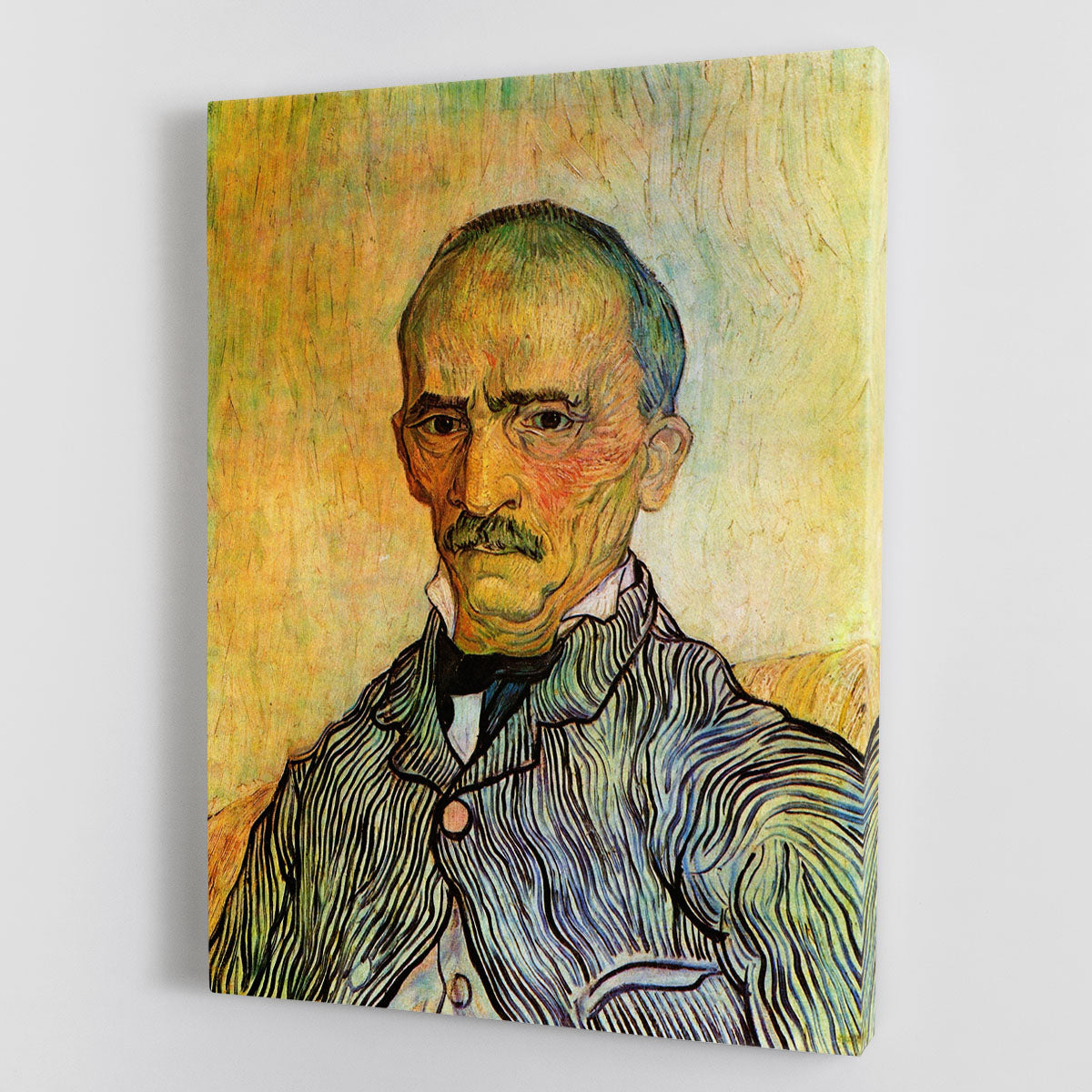 Canvas print of Van Gogh's Portrait of Trabuc, showcasing vibrant colors and expressive brushwork.