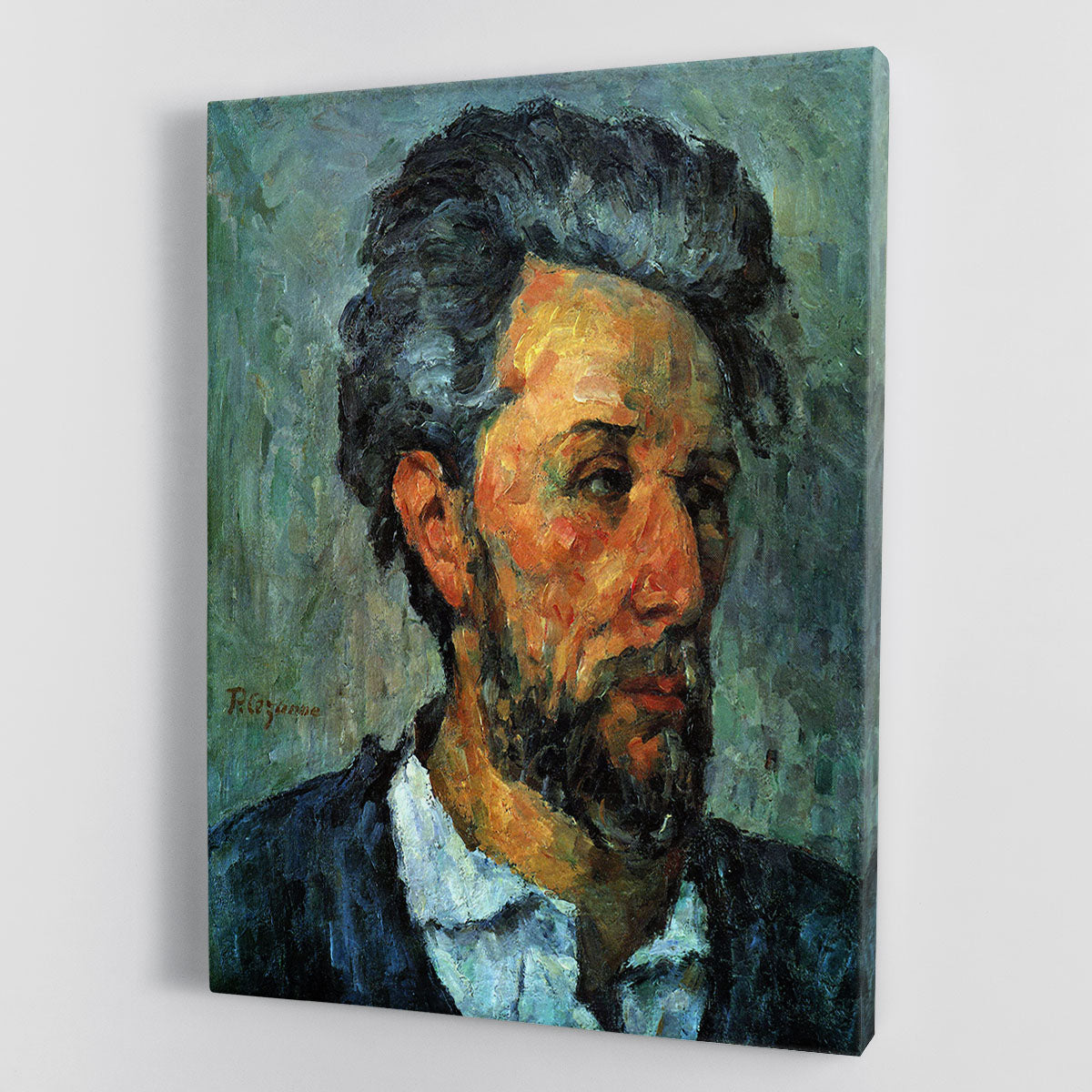 Canvas print of Portrait of Victor Chocquet by Cezanne, showcasing vibrant colors and brush strokes.