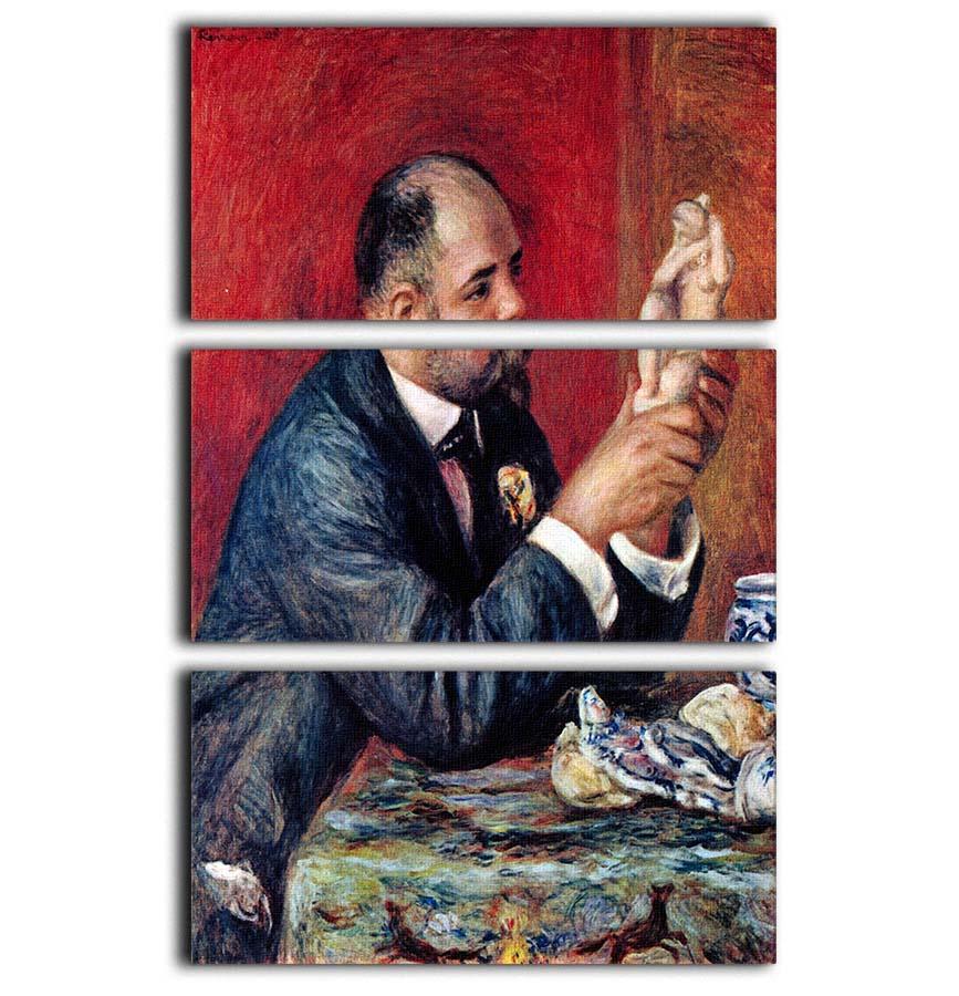 Three-panel canvas print of Renoir's Portrait of Vollard, showcasing vibrant colors and intricate details.