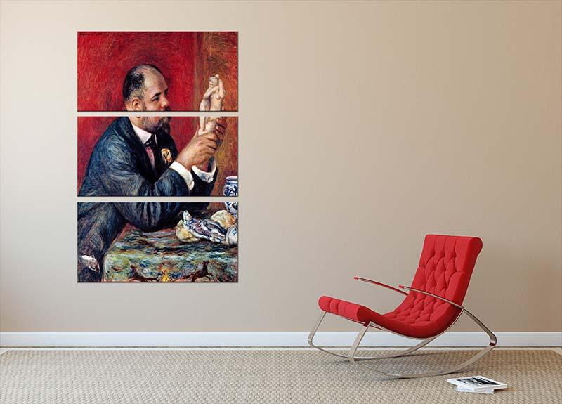 Three-panel canvas print of Renoir's Portrait of Vollard, showcasing vibrant colors and intricate details.