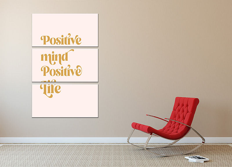 Positive Mind Positive Life 3 Split Panel Canvas Print showcasing vibrant colors and inspiring design, perfect for home or office decor.