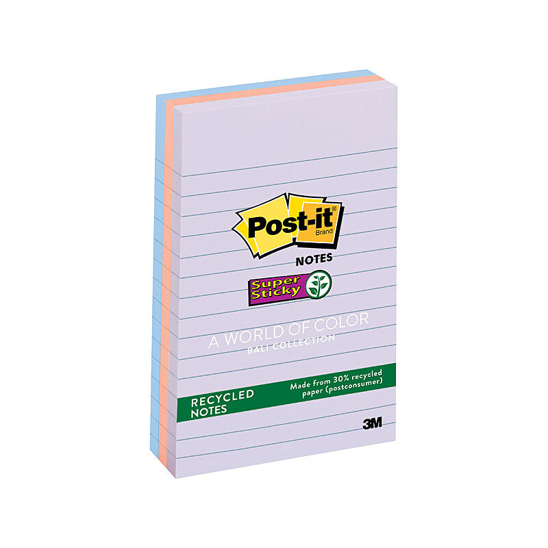Pack of 3 POST-IT 660-3SSNRP Bali assorted sticky notes in vibrant colors, measuring 98X149mm each.