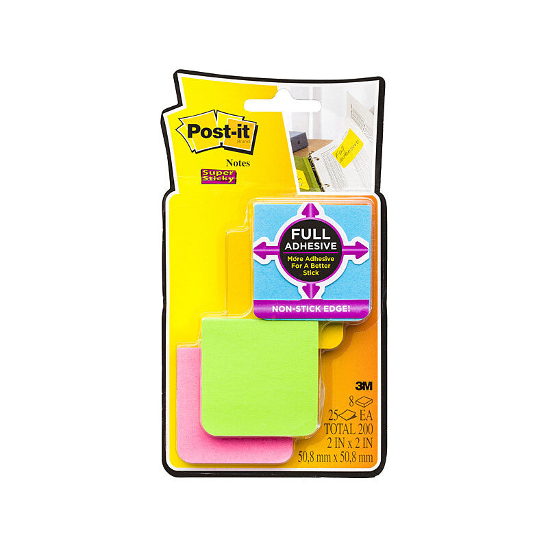 Post-It F220-8SSAU SS RDJ Pack of 8 with vibrant colors and full adhesive backing, ideal for note-taking.