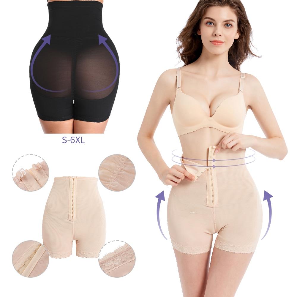 Postpartum girdles for women, high waist slimming panties in black and beige, designed for tummy control and body shaping.
